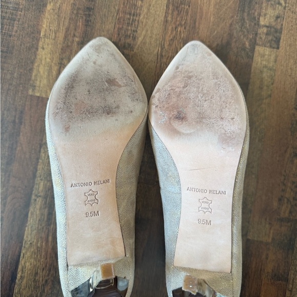 Antonio Melani Womens Suede Shimmery Gold Leopard Heels Pumps Size 9.5M - Picture 4 of 6